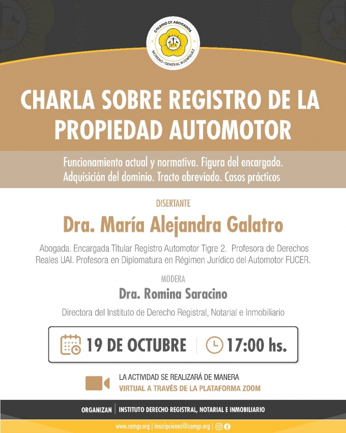 CHARLA SOBRE REGISTRO DE LA PROPIEDAD AUTOMOTOR